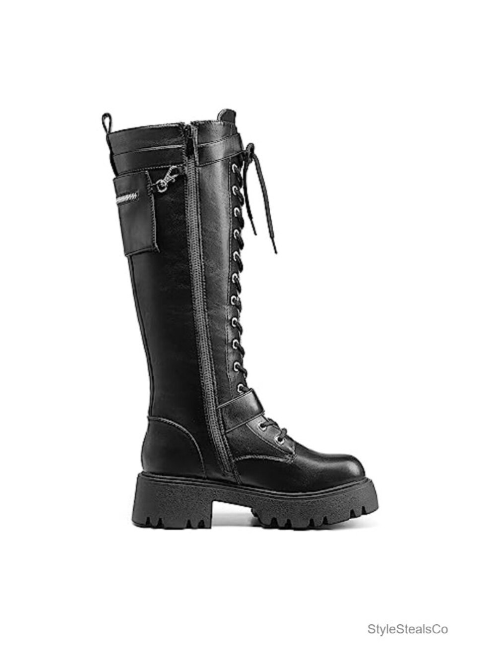 Dream Pairs Womens Knee High Combat Boots Platform Heels Faux Leather - Picture 3 of 6